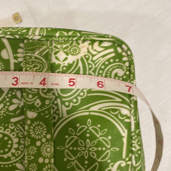 Pottery Barn Coated Canvas Toiletry Case with Brush Bag in Green Paisley Print - Picture 11 of 12